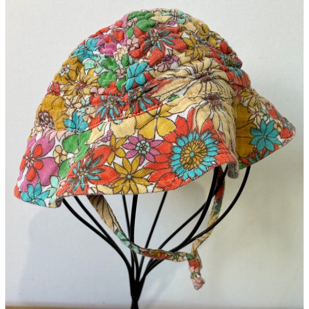 Angel Dear Floral Sun Hat Organic Cotton Kids 6-12M Multicolor Excellent